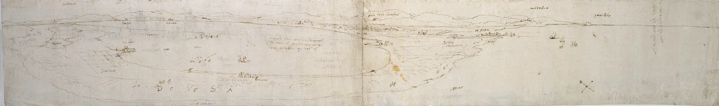 Esboço da Lagoa de Valência, la Albufera e costa e campo adjacentes, década de 1560