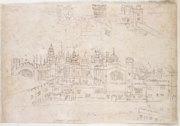 Estudos do Palácio de Oatlands e Hampton Court, c.1544 (caneta e tinta sobre papel)