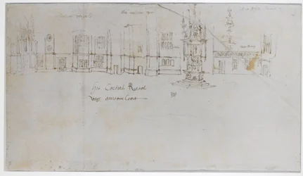 The Fountain Court, Palácio Hampton Court, c.1544 (caneta e tinta sobre papel)