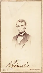 Abraham Lincoln, cartão de visita assinado, 1864