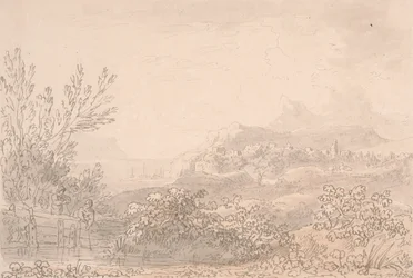 Estuário com Castelo e aldeia