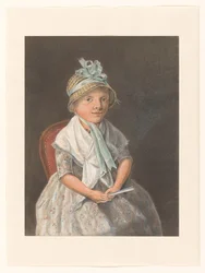 Retrato de uma rapariga sentada com um ventilador