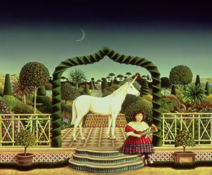 Menina com um unicórnio, 1980 (acrílico a bordo)