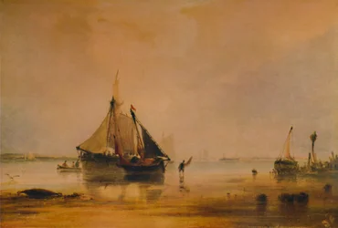 Embarcações em Shore perto de Southampton, c1831, 1935