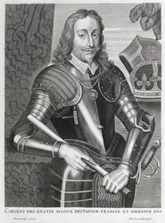 Carolus dei Gratia Magnae Britanniae, Franciae et Hiberniae (gravura em linha)