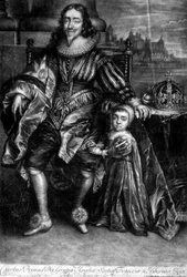 Carlos I (1600-49) com um Filho (gravura)