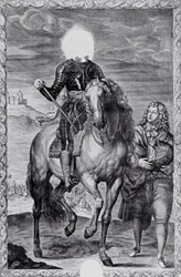 Retrato equestre desfigurado de Carlos I, gravado por Pierre Lombart