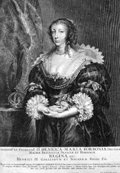 Retrato de Henrietta Maria (1609-69) Rainha de Inglaterra, gravada por Pieter de Jode (1606-c.1674) 1632 (gravura)