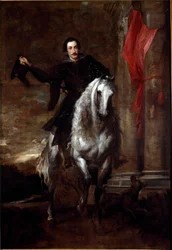 Retrato da venda de Anton Giulio Brignole (Brignole-Sale) sobre pintura a cavalo por Antonie Van Dyck (1599-1641) 1621-1625 Dim. 288x201 cm Genes, Galleria di Palazzo Rosso