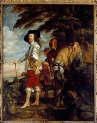 Retrato de Carlos I Stuart (1600-1649), rei de Inglaterra, a caçar. Pintura de Anton van Dyck (1599-1641), escola flamenga