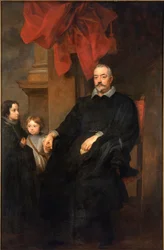 Retrato de nobres genoveses com duas meninas Pintura de Antonie Van Dyck (1599-1641) 1621-1627 Sol. 223,5x148,5 cm Colecção privada