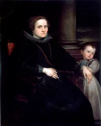 Retrato de uma senhora com uma criança, pintura de Antonie van Dyck (1599-1641), 1626, dimensões: 160 x 140 cm, Génova, Galleria Nazionale di Palazzo Spinola
