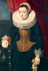 Retrato de uma mulher, por um seguidor de Anton van Dyck (1599-1641), óleo sobre tela.