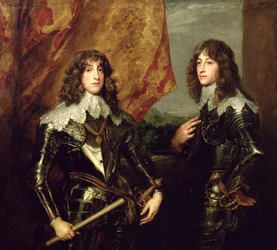 Príncipe Charles Louis (1617-1680) Eleitor Palatino e seu irmão, o príncipe Rupert (1619-82) do Palatinado, 1637