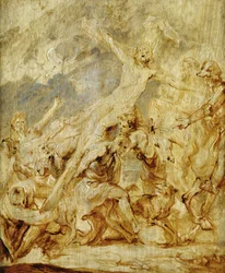 Esboço do levantamento da cruz, 1630 (óleo e grisalha na madeira)