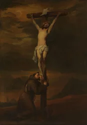 São Francisco lamentando-se ao pé da cruz