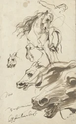 Estudo de Cavaleiro e Cabeça de Cavalo, 1620-1 (caneta e wc no papel)