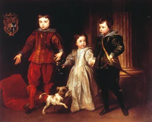 Três crianças com cão, por Anthony van Dyck (1599-1641)
