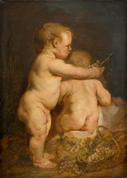 Duas crianças nuas com uvas, cerca de 1630-40