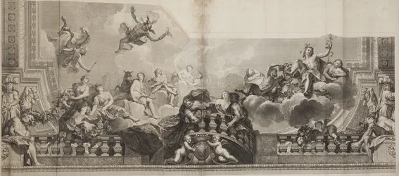 Projeto do Painel Central do Teto da Grande Galeria do Palais Royal, gravado por Nicolas Henri Tardieu (1674-1749)