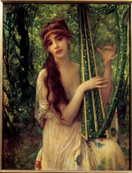 Música (Retrato de Agathe Calmel). Pintura de Ernest Hebert (1817-1908)