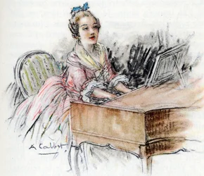 Charlotte tocando clavecino