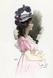 Retrato de Josefina de Beauharnais (1763-1814) Desenho de Antoine Calbet desenha de "Napoleão e Mulheres" de Masson