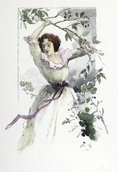Retrato da jovem Caroline de Colombier,c. 1785 (impressão)
