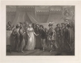 Catherine van Valois en koning Hendrik V van Engeland
A princesa Catarina de França apresentou a Henrique 5 de Inglaterra (...) (título sobre o objecto)