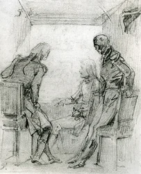 General Bonaparte assistindo uma peça na Comédie Française em Paris, no final do século XVIII (crayon e carvão sobre papel)