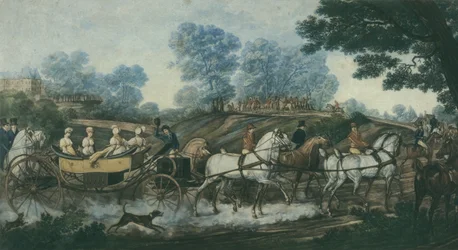 Encontro de caça, gravado por Philibert Louis Debucourt (1755-1832) início do século XIX