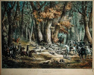Caçando veados na floresta em Compiegne, 27 de abril de 1818