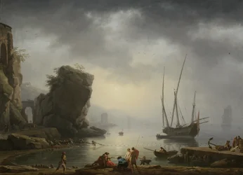 Cena costeira do Mediterrâneo, 1746