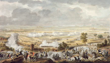 A Batalha de Marengo, 23 Prairial, Ano 8 (12 de junho de 1800), gravado por Jean Duplessi-Bertaux (1747-1819) (aquatint)