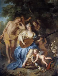 Detalhe do "Retrato da Duquesa de Villars" nee Angelique de Varangeville (1683 -? ). Pintura de Antoine Coypel (1661-1722)