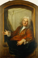 Retrato de Monsieur Dupille, no meio do corpo, com um roupão sentado à beira de uma janela, 1733