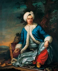 Retrato de um Europeu em Traje Turco - Pintura de Antoine de Favray (1706-1791), óleo sobre tela (146x119 cm), segunda metade do século XVIII, arte francesa - Museu de Pera, Istambul (Turquia)
