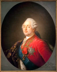 Retrato de Luís XVI (1754-1793), Rei de França. Pintura da oficina de Antoine François (Antoine-Francois) Callet (1741-1823). 1786. Dim. 0,915 x 0,730 m. Paris, Musee Carnavalet