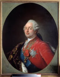 Retrato de Luís XVI (1754-1793), Rei de França. Pintura da oficina de Antoine François (Antoine-Francois) Callet (1741-1823). 1786. Dim. 0,915 x 0,730 m. Paris, Musee Carnavalet