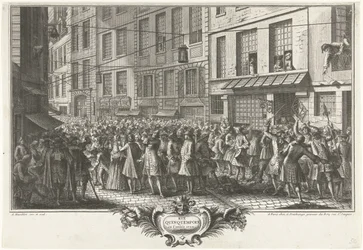 Da Rue Quinquempoix, 1720 Rue Quinquempoix no ano de 1720 (título no objeto) Het Groote Tafereel der Dwaasheid (título da série)
