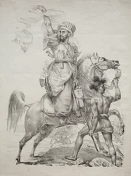 Chefe Mameluke, a cavalo, pedindo ajuda, 1817.