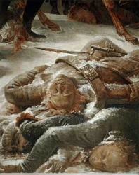 Napoleão no campo de batalha de Eylau, vencido em 9 de fevereiro de 1807 pelas tropas francesas sobre os russos e os prussianos ...