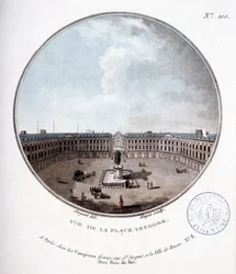 Vista da Praça Vendôme - em "Vista pitoresca dos principais edifícios de Paris" pelo Sargento