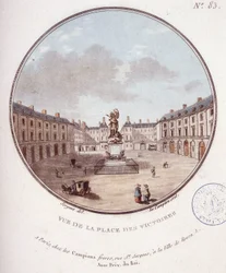 Vista da Place des Victoires, Paris. Em vista prittoresca dos principais edifícios de Paris pelo Sargento