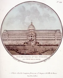 Vista do hotel regionnal des Invalides no lado do Sena, Paris. Em vista prittoresca dos principais edifícios de Paris pelo Sargento