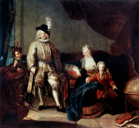 Retrato do Barão von Erlach com sua família, c1710
