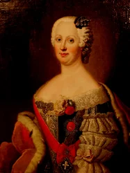 Retrato de Johanna-Elizabeth, Electress de Anhalt-Zerbst 1712-1760, Mãe de Catarina II, década de 1740
