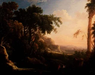 Pan e Syrinx em uma paisagem arcadiana