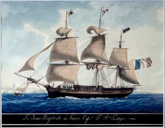 Le Jean - Baptiste du Havre, no porto de Marselha Aquarela de Antoine Roux (1765-1835) 1815 Marselha, Musee de la Marine