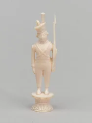 Peão branco, peça de xadrez, Índia, 1820 cerca